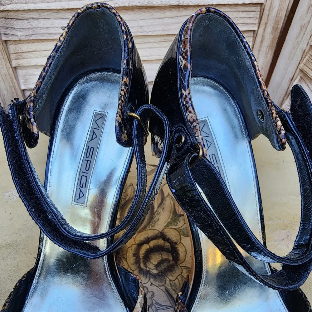 Via Spiga Sz 9.5M Black Snakeskin Leather 5